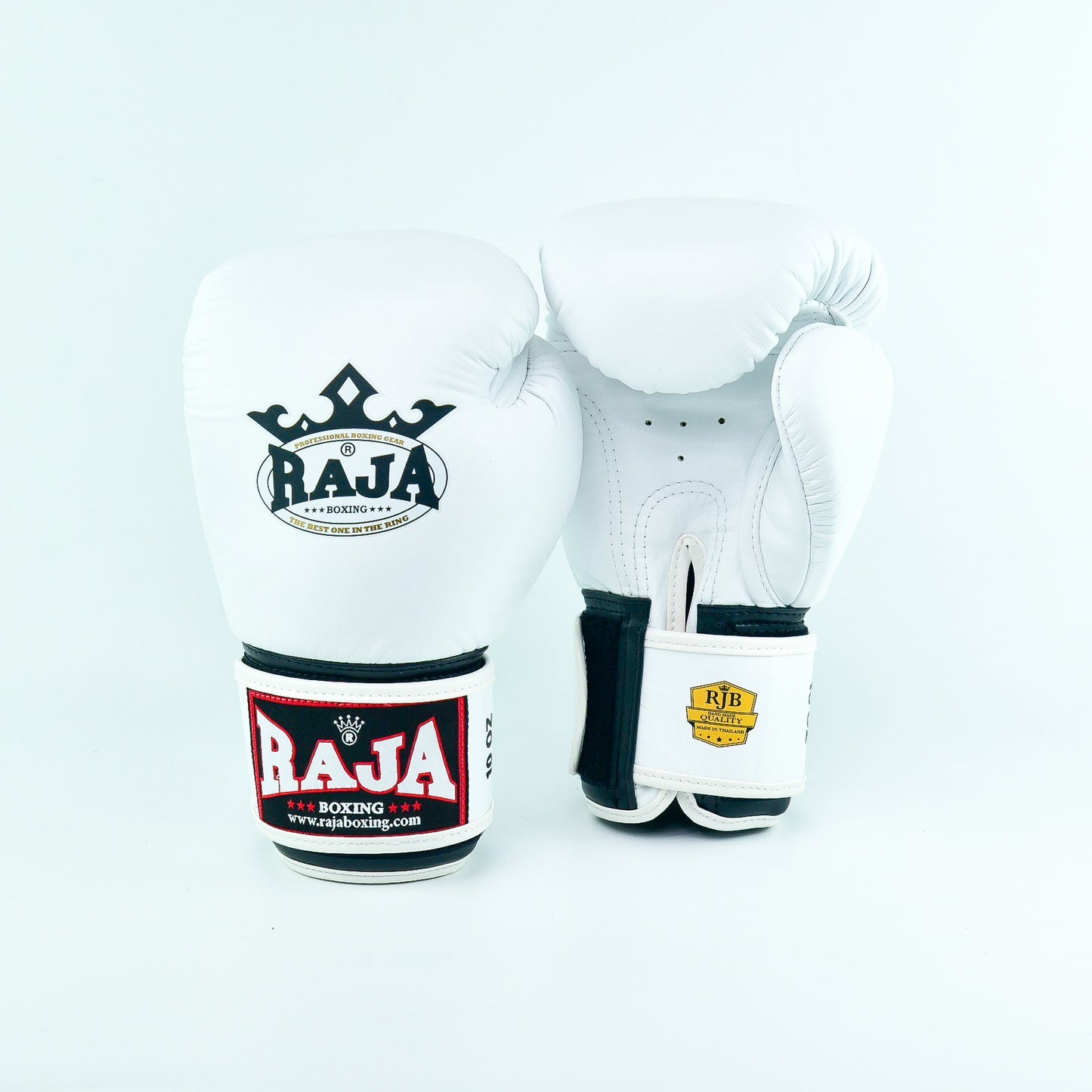 Gants de boxe Rajaboxing en cuir blanc standard