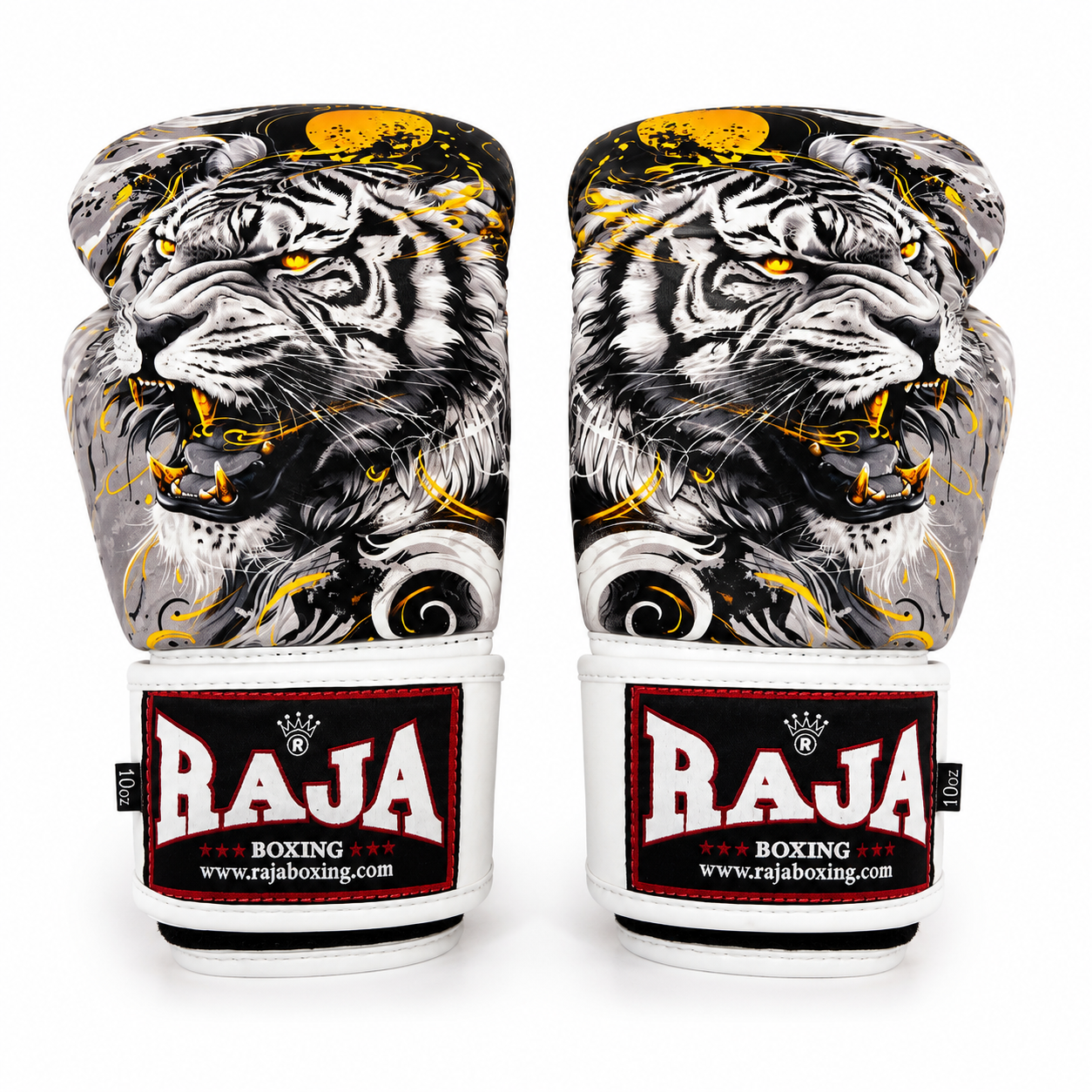 Gants de boxe fantaisie Rajaboxing 'White tiger' semi-cuir
