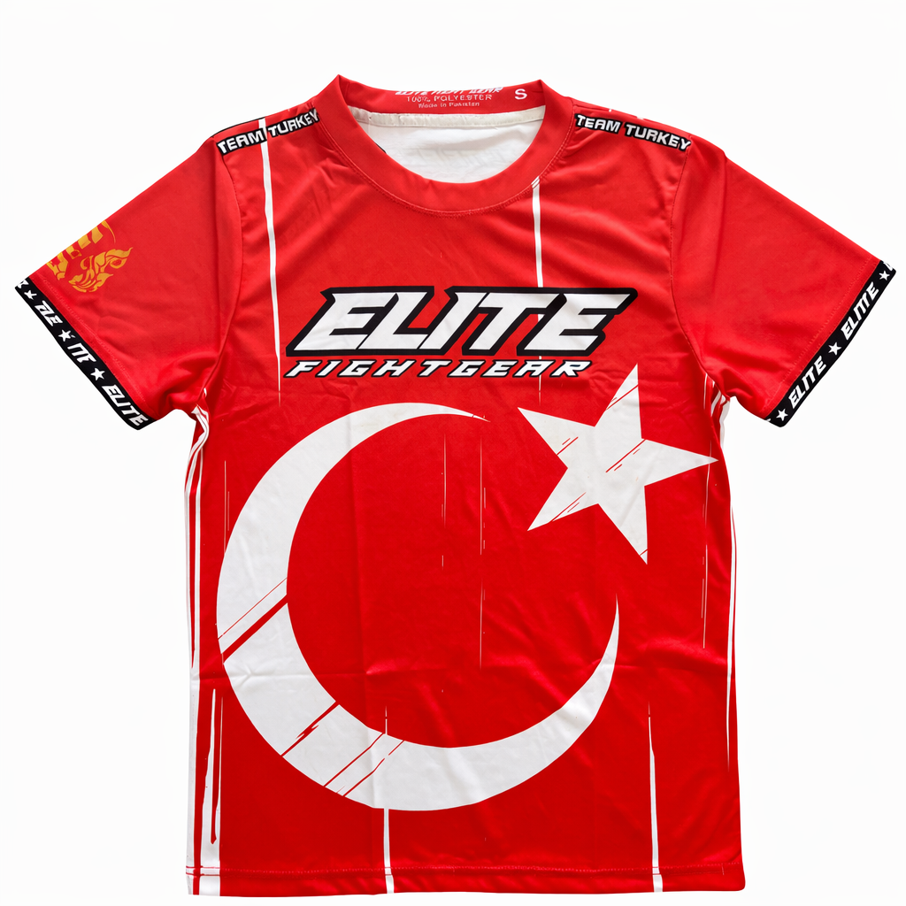 Dry-Fit T-shirt met Turkse vlag - Premium Performance Sportkleding