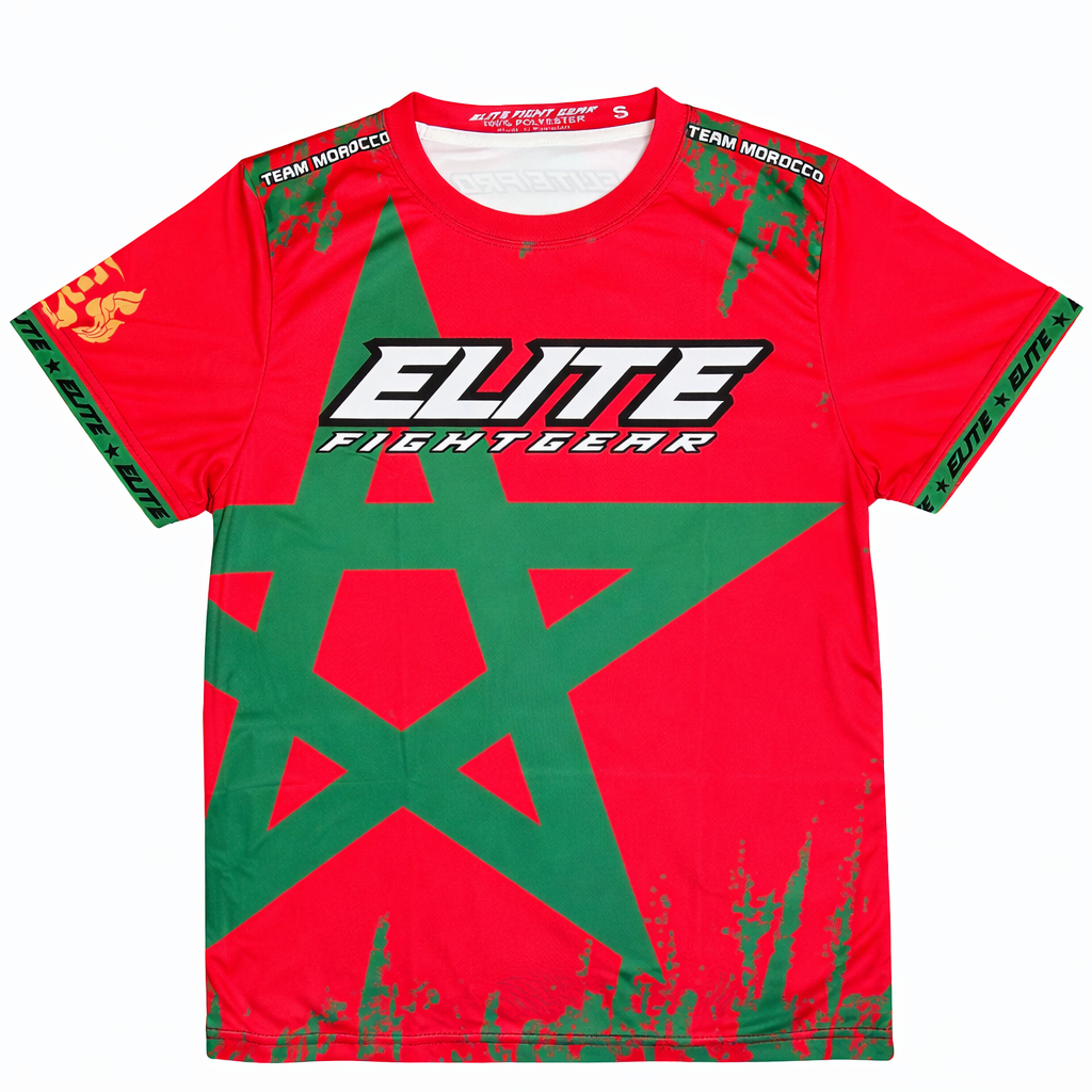 Dry-Fit T-shirt met Marokkaanse vlag - Performance sportkleding