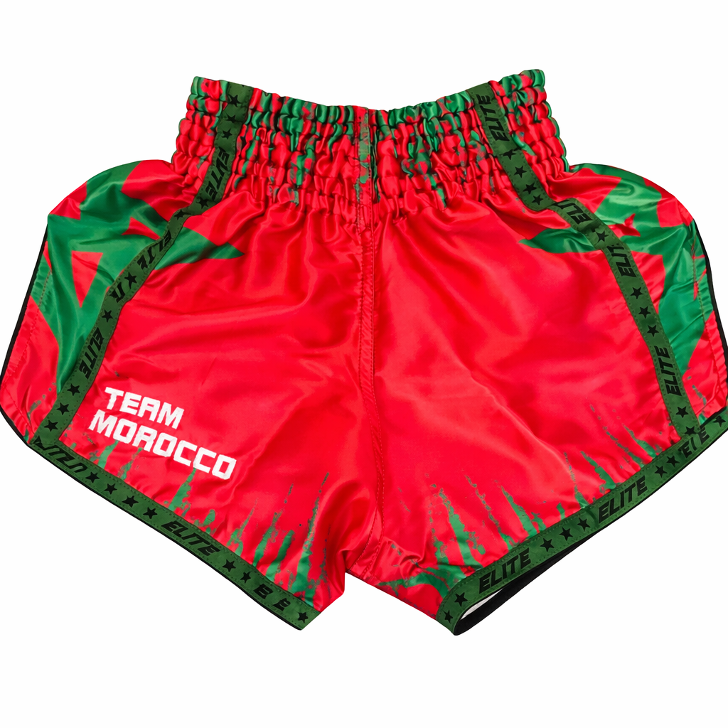 Morocco Flag Muay Thai Shorts - Performance Athletic Wear