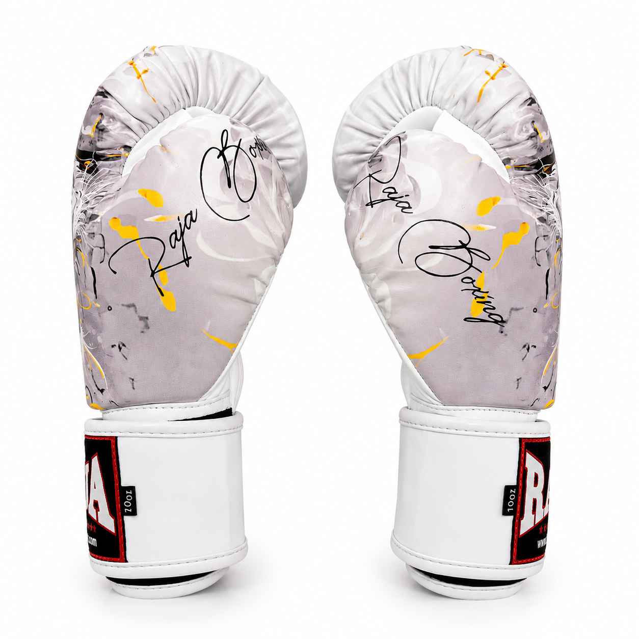 Gants de boxe fantaisie Rajaboxing 'White tiger' semi-cuir